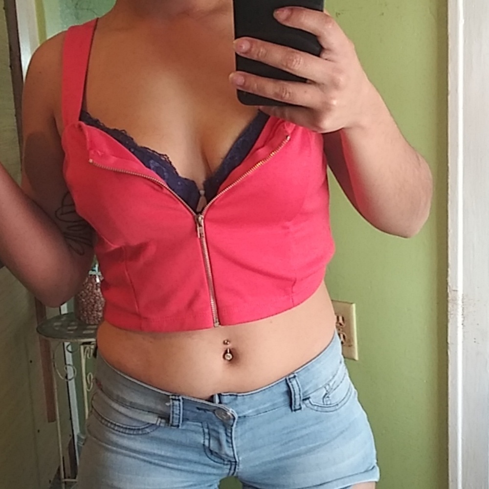 Bright coral croptop